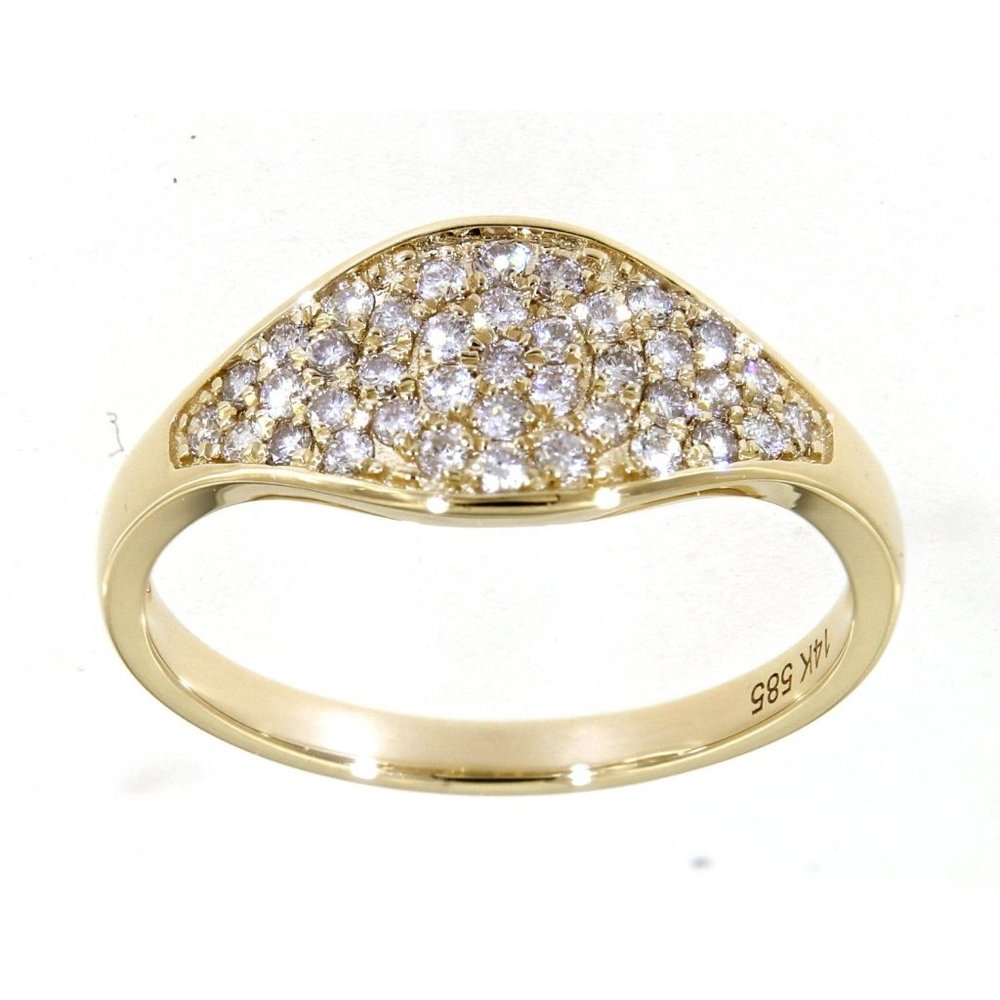 Cluster Diamond Curved Style Ring Yellow Gold